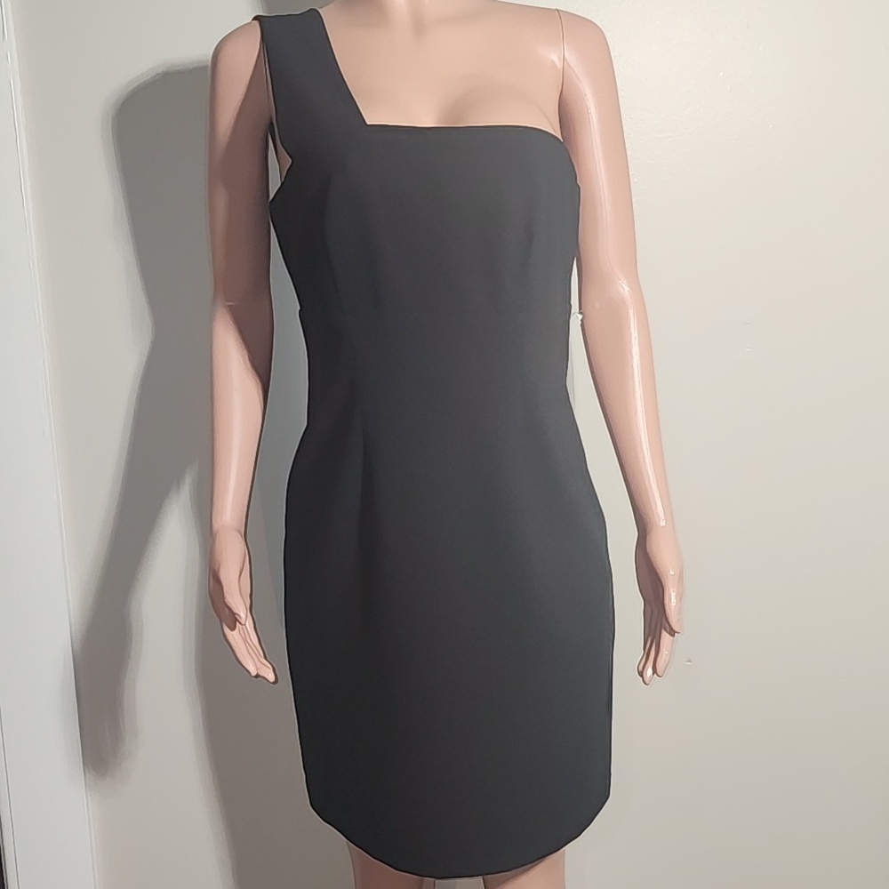 NICOLE MILLER Crepe One Shoulder Mini Dress
